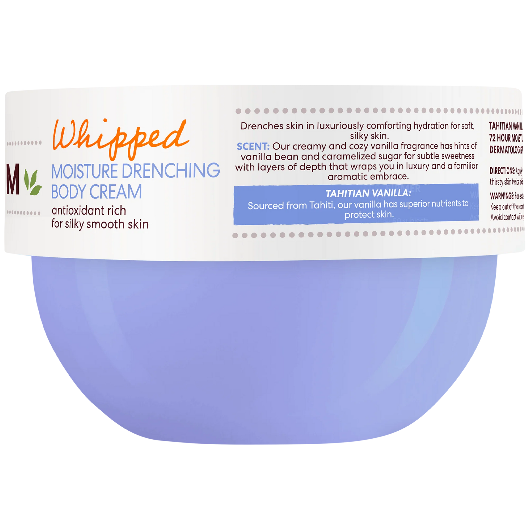 Purple body cream container with white label on a white background