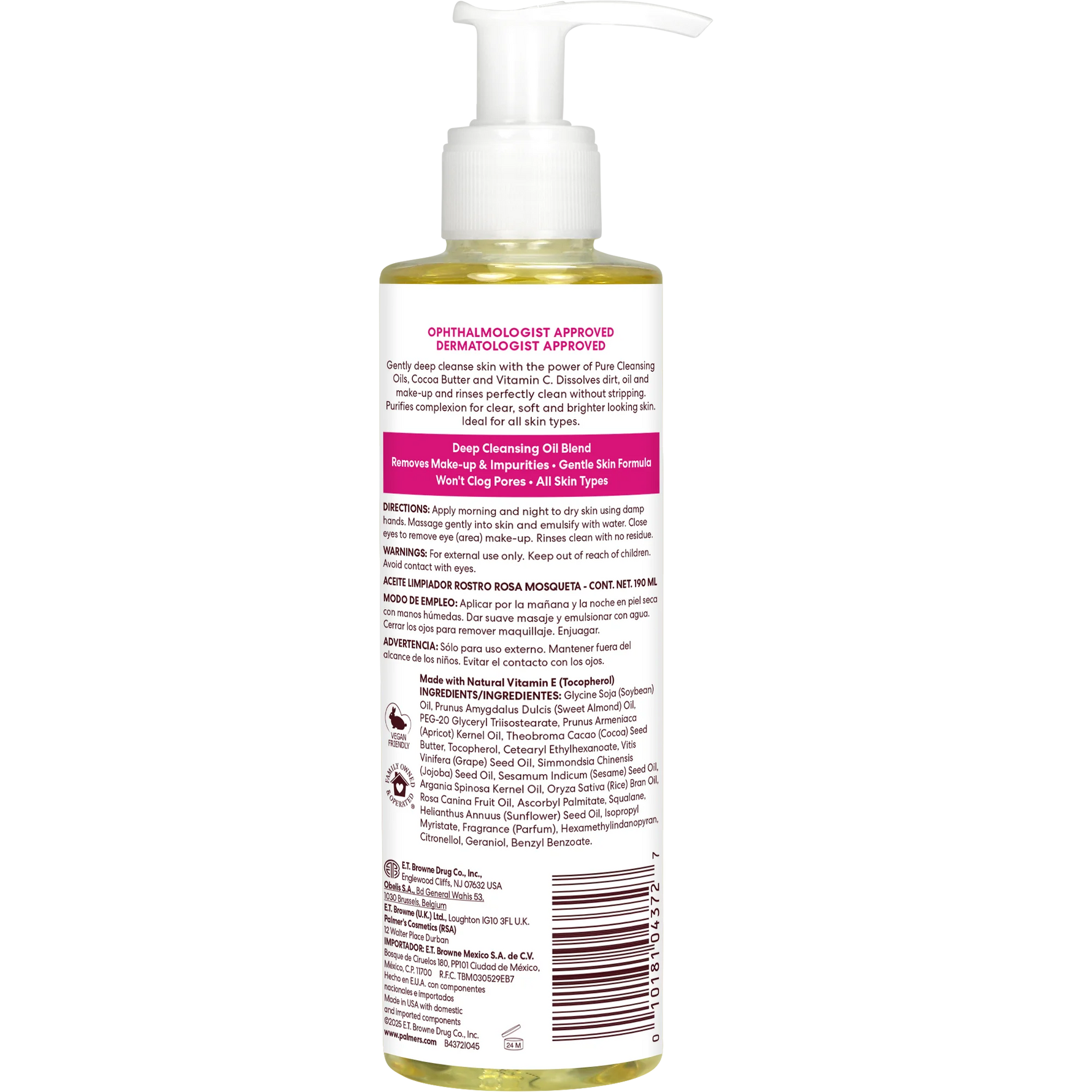 White bottle with pump and label on a white background