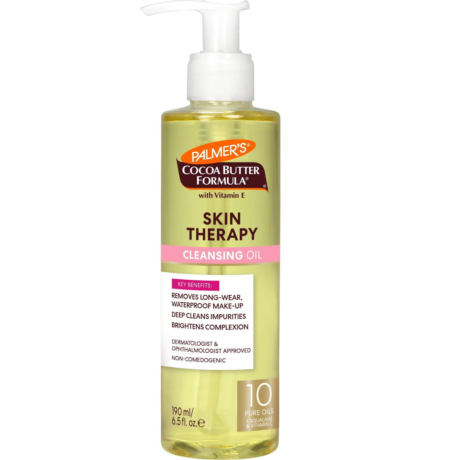 Palmer's Cocoa Butter Formula Skin Therapy Cleansing Oil bottle on a white background