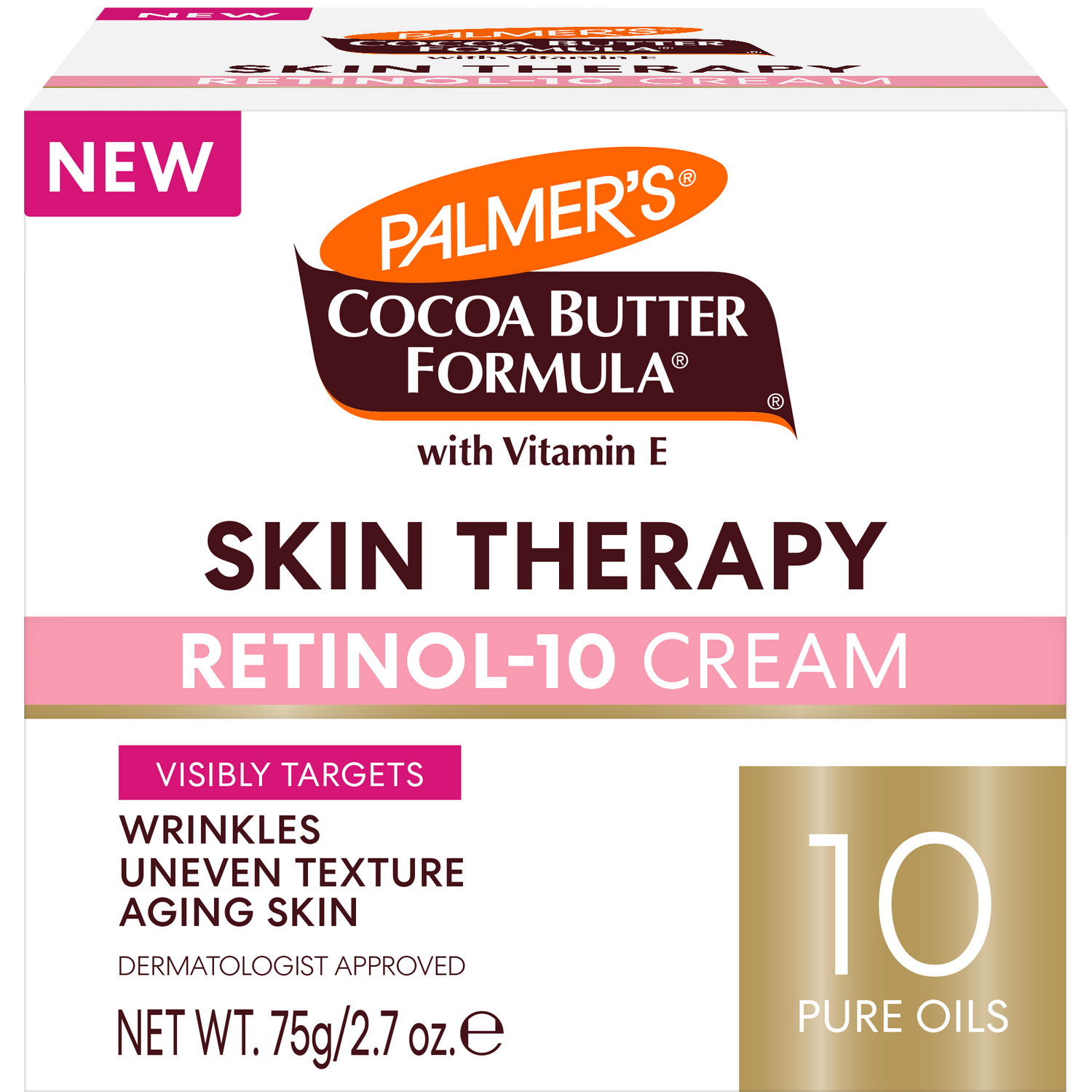 Palmer's Cocoa Butter Formula Skin Therapy Retinol-10 Cream packaging on a white background