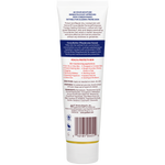 Back view of a skincare product tube with text and a bar code on a white background