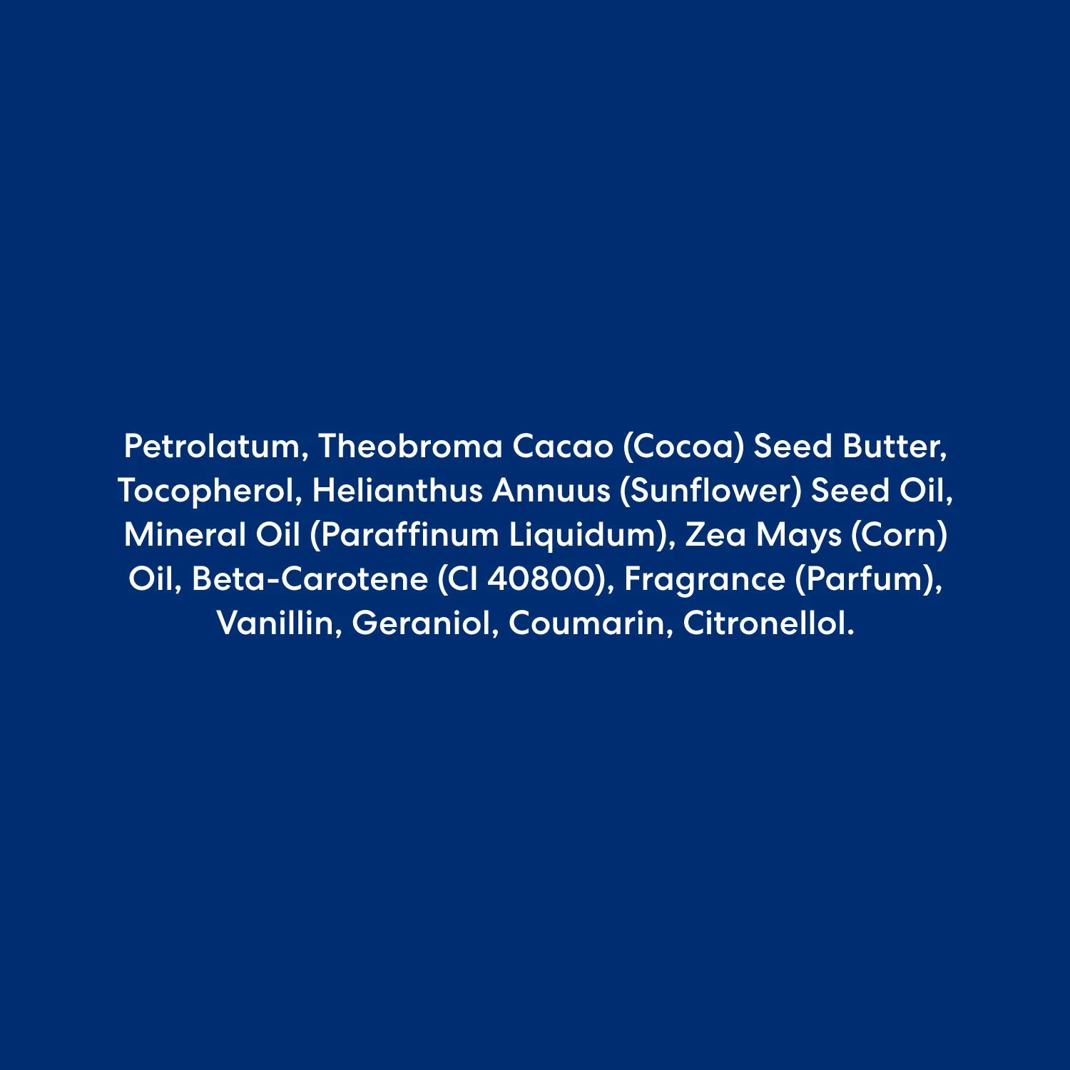 List of ingredients on a blue background