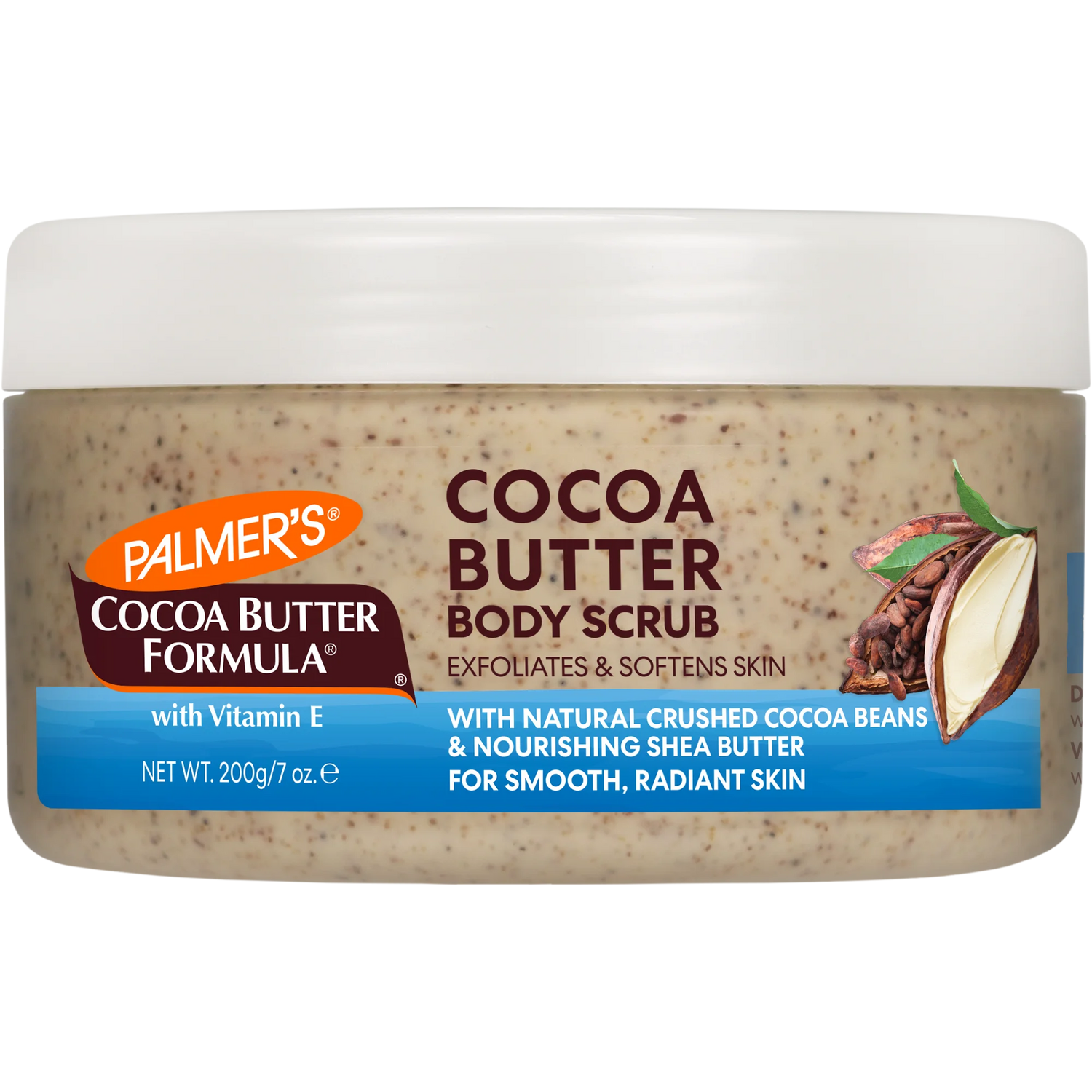 Palmer’s Cocoa Body Scrub tub with shea butter, Vitamin E.