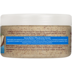 Palmer’s Cocoa Body Scrub label detailing ingredients and usage instructions.
