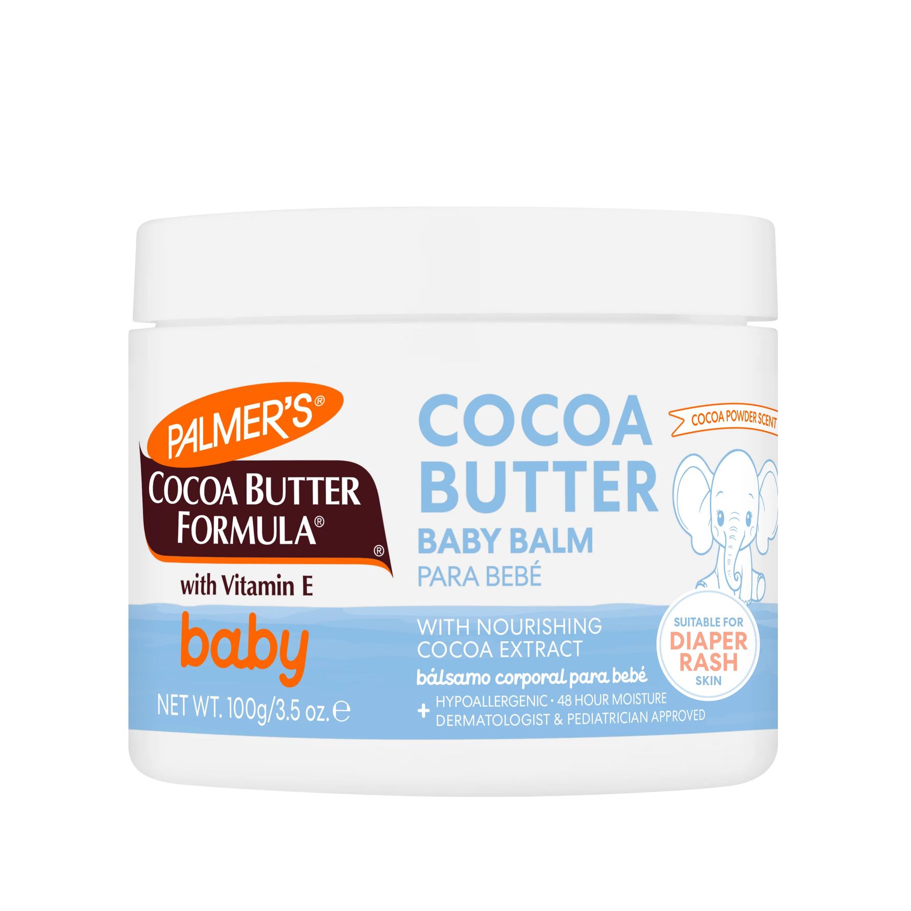 Jar of Palmer's Cocoa Butter Formula baby balm on a white background