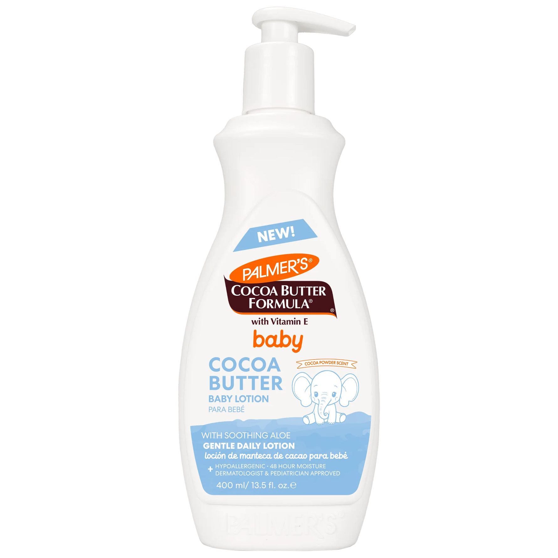 Palmer's Cocoa Butter Formula baby lotion bottle on a white background
