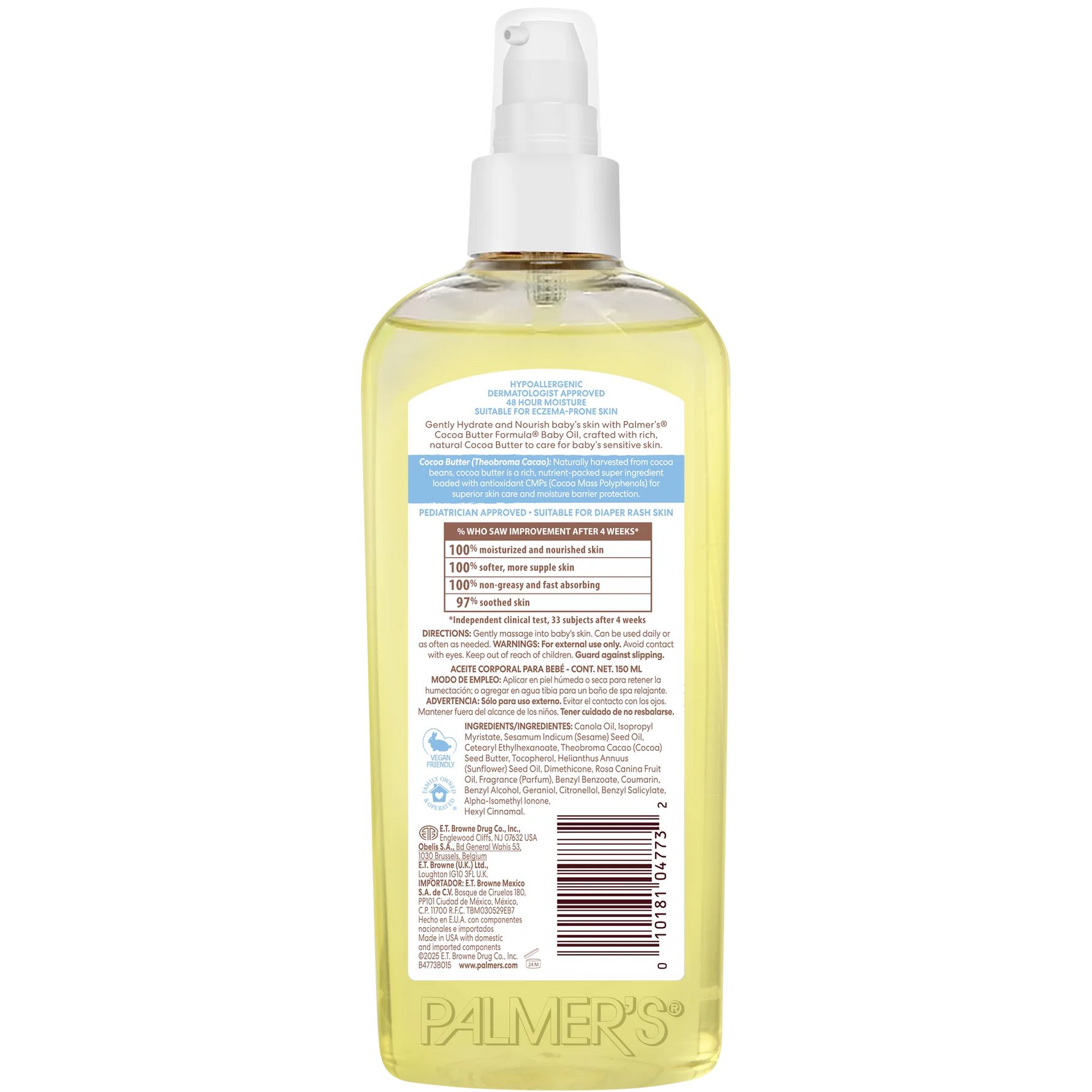 Palmer's body wash bottle with label on a white background