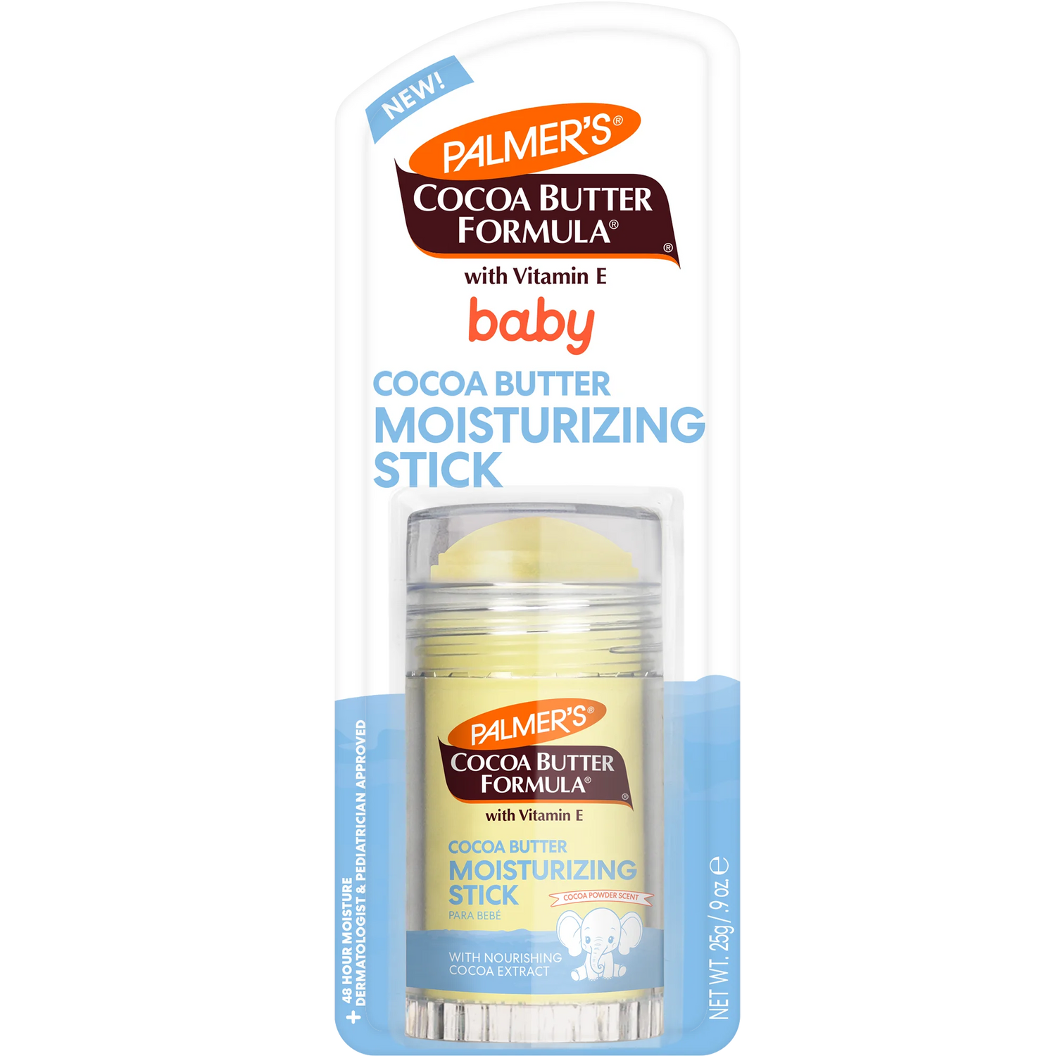 Palmer's Cocoa Butter Formula baby moisturizing stick packaging on a white background