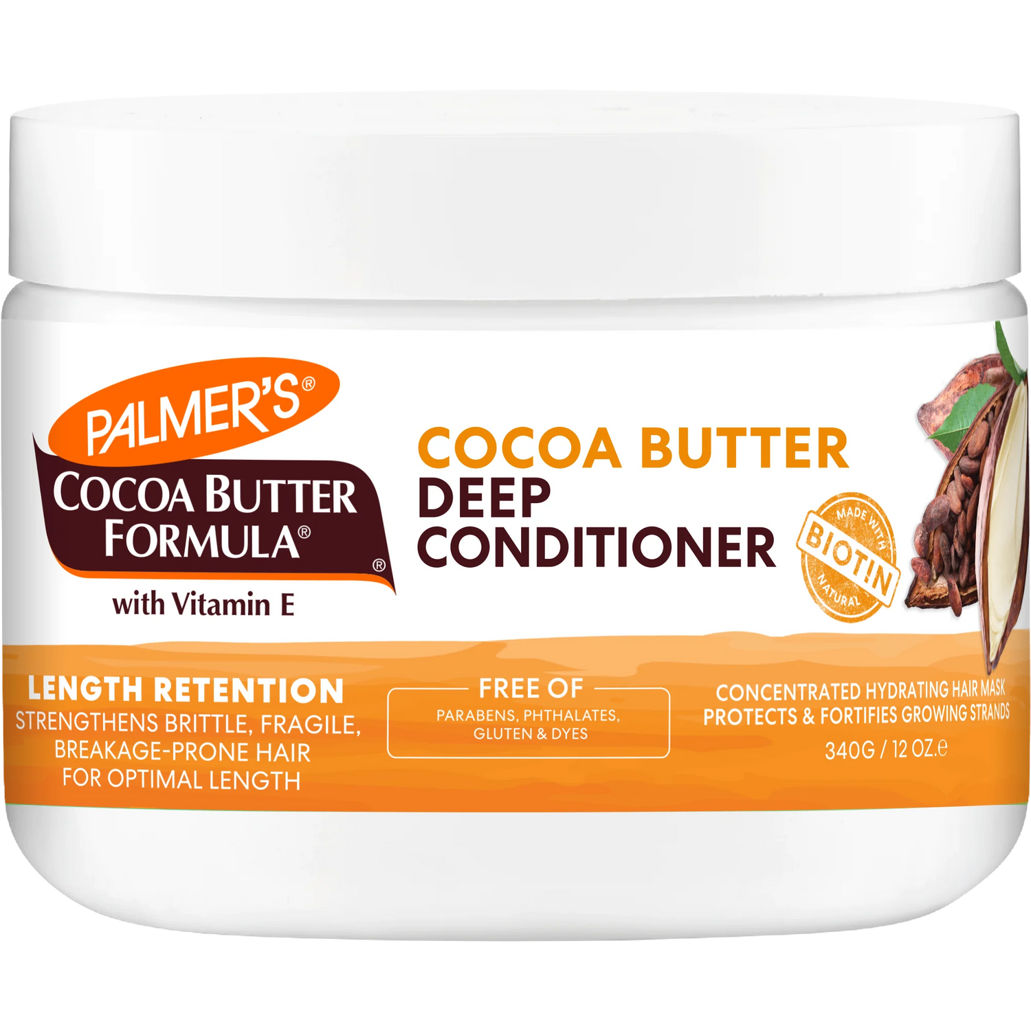 Palmer's Cocoa Butter Formula deep conditioner jar on a white background