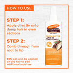 Palmer's Cocoa Butter Leave-In Conditioner bottle with usage instructions on a white background