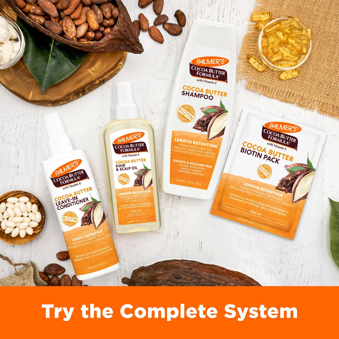 Palmer's Cocoa Butter Formula products on a white background with ingredients.