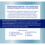 Product label for Palmer's Skin Success Extra Strength Tone Correcting Cream with text about dermatologist approval, non-comedogenic properties, and benefits.