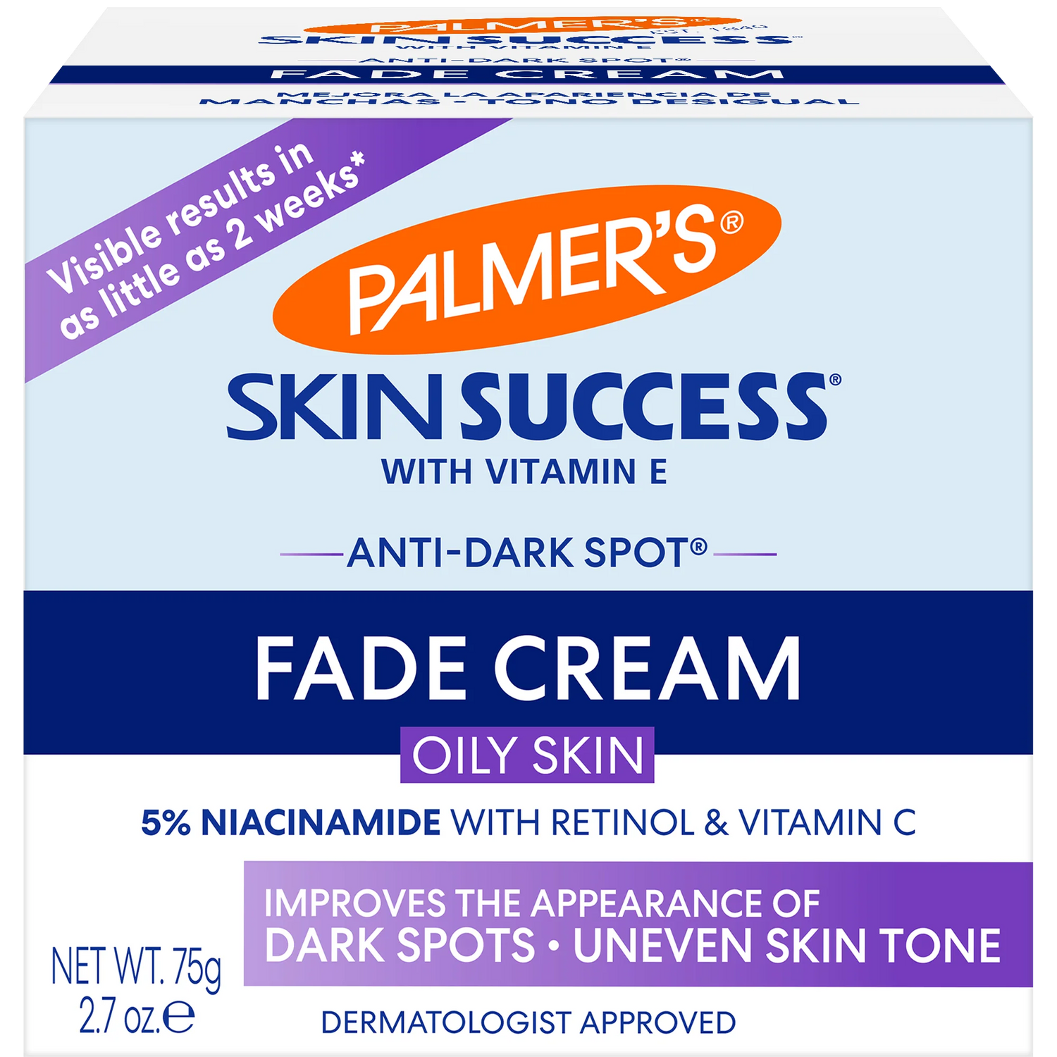 Box of Palmer's Skin Success Fade Cream for oily skin with Vitamin E.