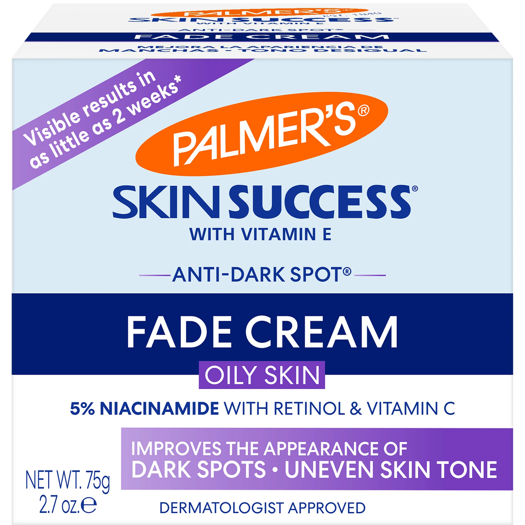 Box of Palmer's Skin Success Fade Cream for oily skin with Vitamin E.