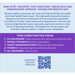 Product label for Palmer's Skin Success Anti-Dark Spot Fade Cream with text and a QR code on a blue background.