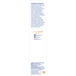 Product label with ingredient list and branding information on a white background