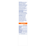 Product label with text and a chart on a white background