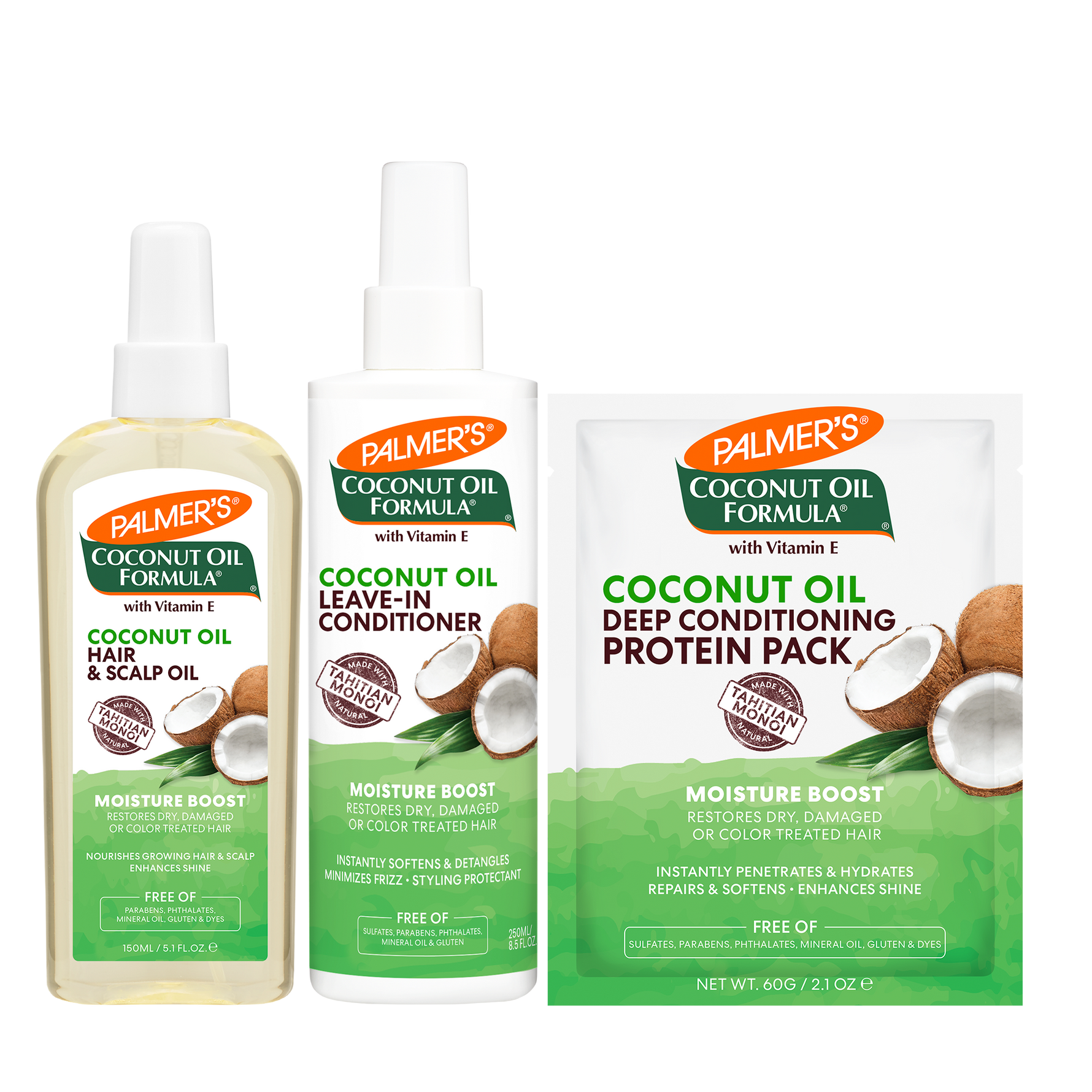 Palmer's Coconut Oil Formula hair care products on a white background