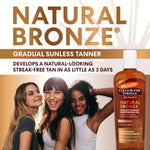 Palmer's Cocoa Butter Formula Natural Bronze Sunless Tanning Moisturizing Oil with three smiling women in the background.