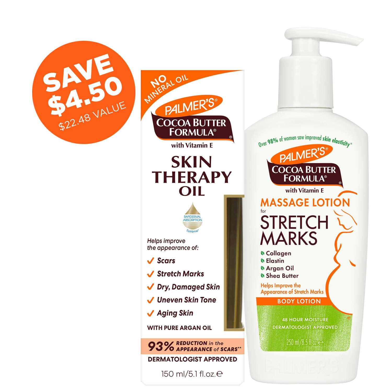 Pregnancy Skin Care Bundle: Palmer’s Cocoa Butter Formula oils and lotion.