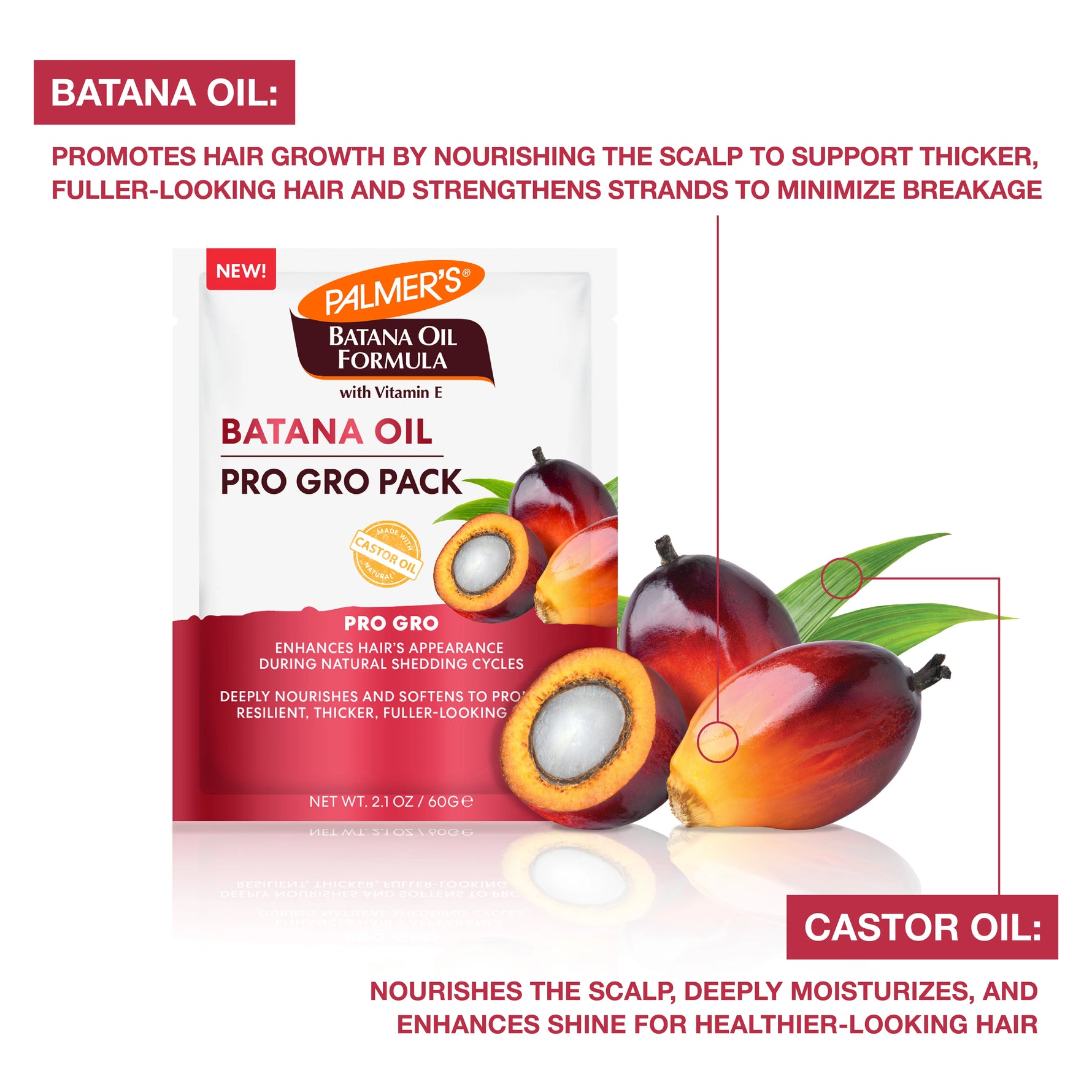 Palmer's Batana Oil Pro Gro Pack with images of batana oil fruits on a white background