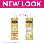 Two bottles of Palmer's Skin Therapy Cleansing Oil with a pink background and 'New Look' text.