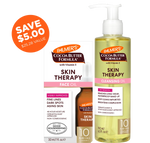 Two bottles of Palmer's Cocoa Butter Formula Skin Therapy products on a white background with a save $5.00 label.